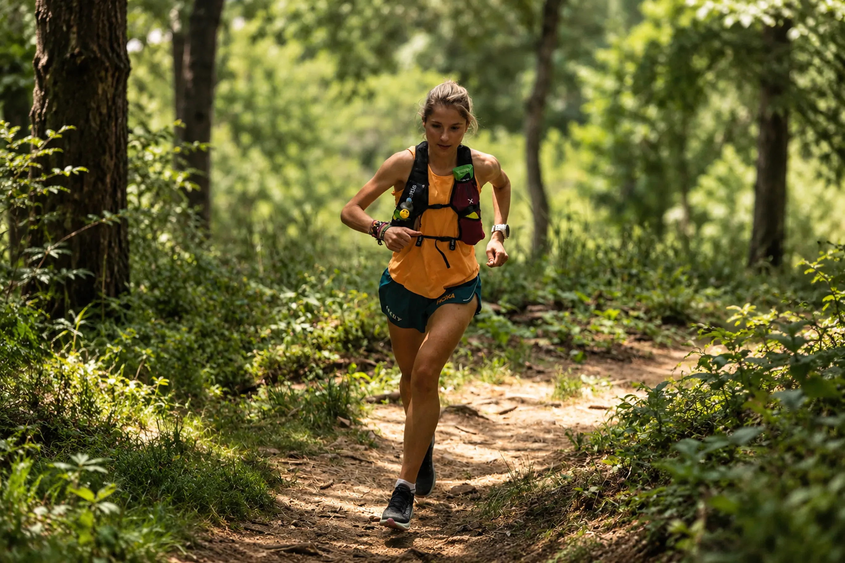 Runner making a gradual return to trail running on an easy path