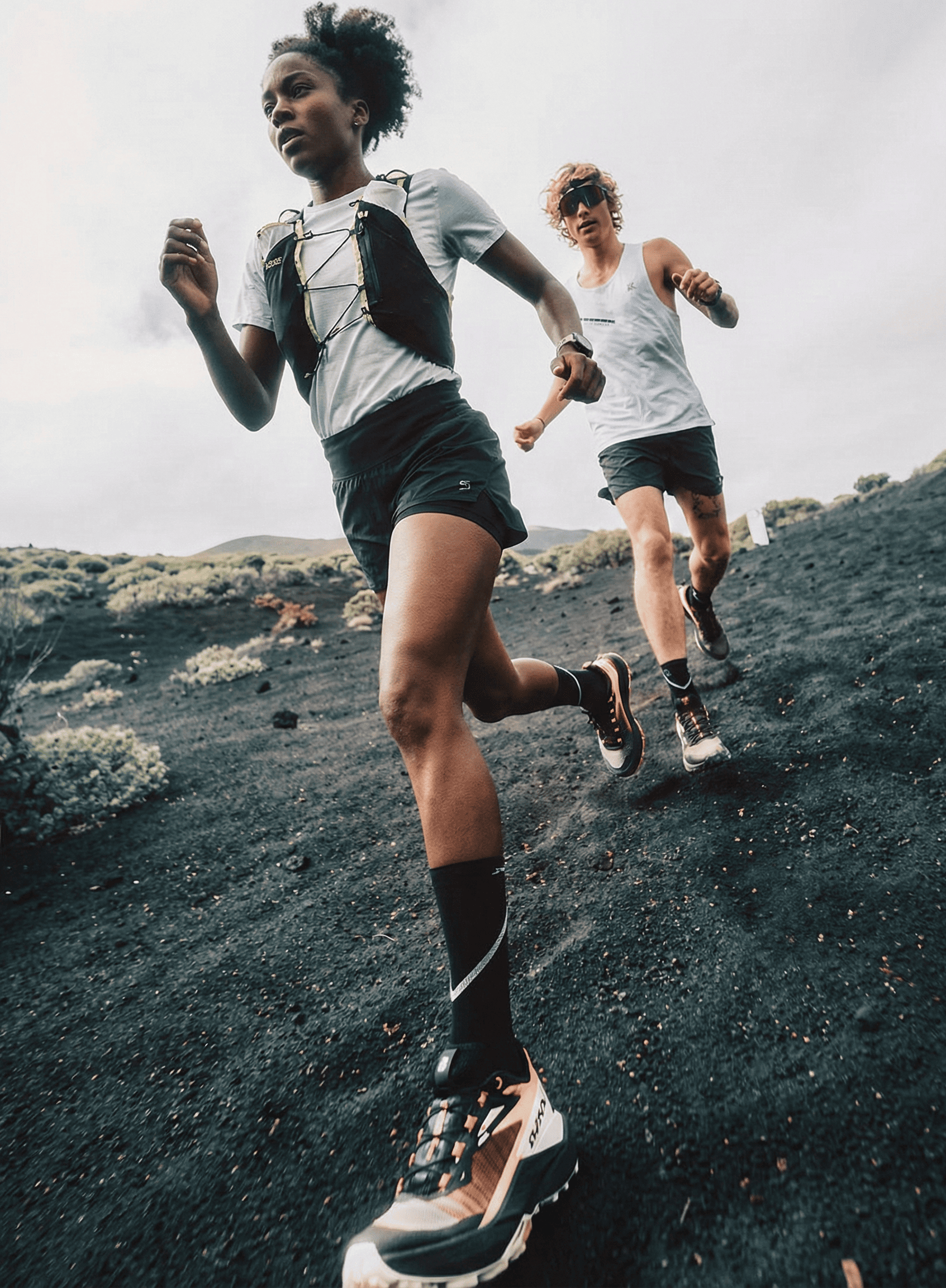 Trail run persons outdoors